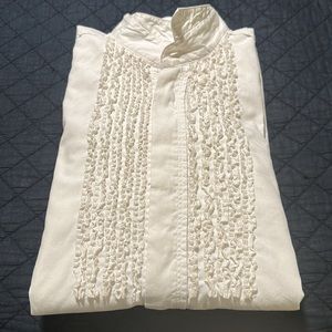 DIESEL | frilly wing collar pleated button down shirt, size medium